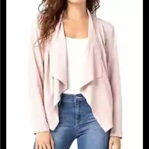 Liverpool Perforated Draped Front Faux Suede Jacket XS Peach Whip